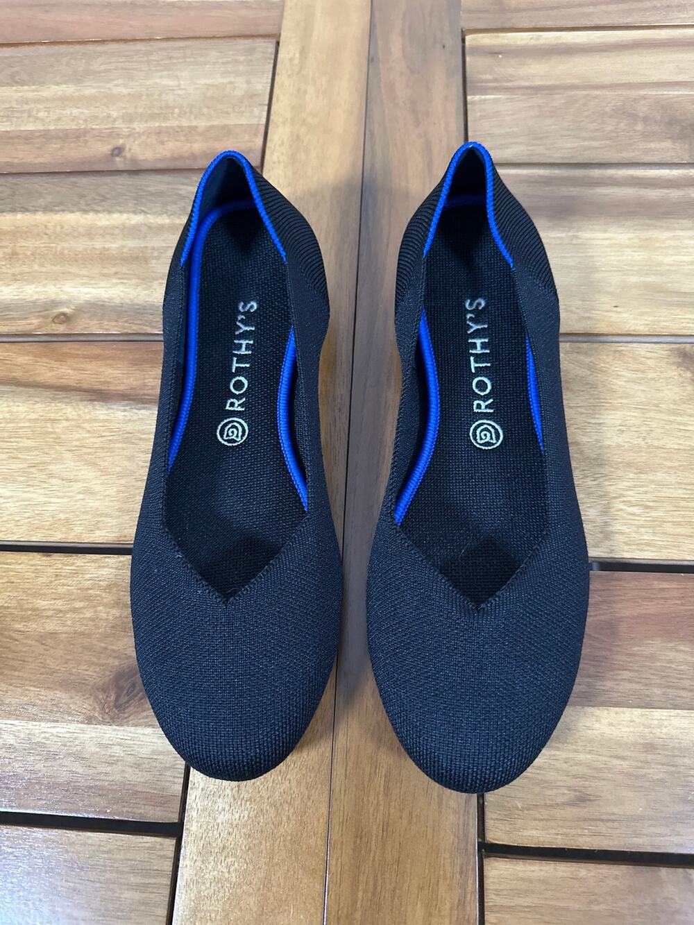Rothyโs The Flat Black Knit Ballet Flats Shoes Size 11